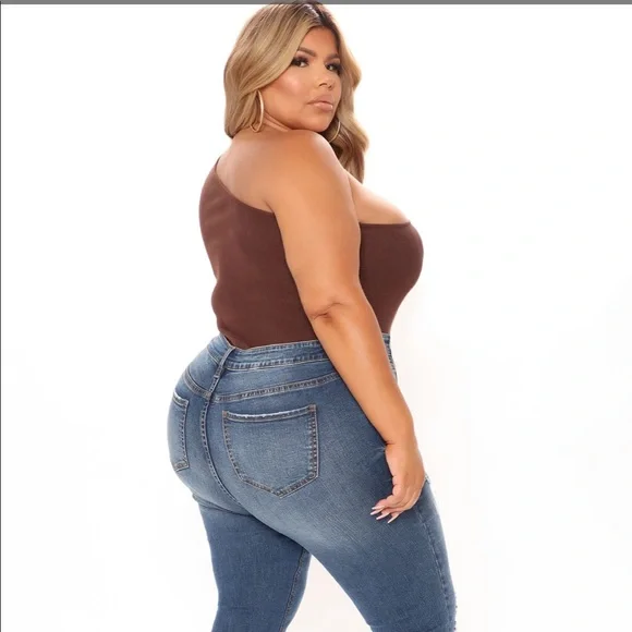 Brown one shoulder Bodysuit - Picture 3 of 3